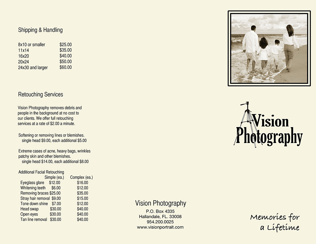 vision pricing list